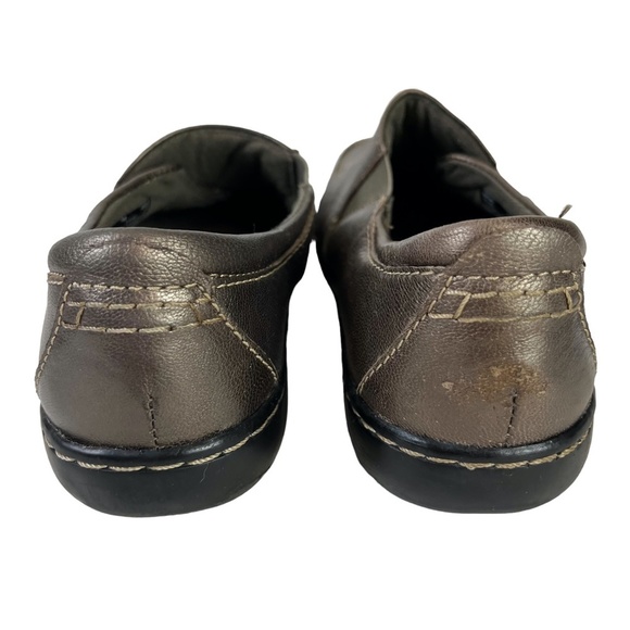 CLARKS BENDABLES Metallic Bronze Loafers Flats Genuine Leather Slip On Shoes  7 - Picture 6 of 16